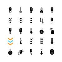 Scroll down black glyph icons set on white space vector