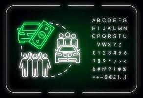 viaje compartiendo luz de neón concepto icono vector