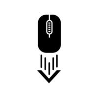 Scrolling down computer mouse black glyph icon vector