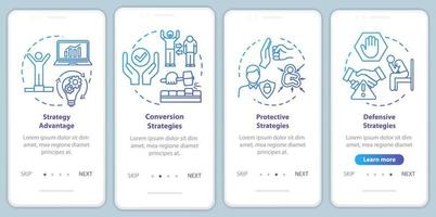 Marketing strategies onboarding mobile app page screen with concepts vector