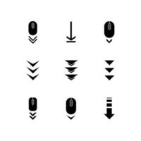 Scroll down buttons black glyph icons set on white space vector