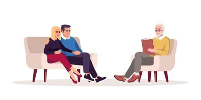 Couple psychotherapy session semi flat RGB color vector illustration