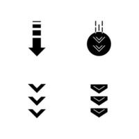 Down arrows black glyph icons set on white space vector