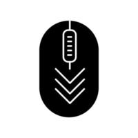 Computer mouse with down arrows black glyph icon vector