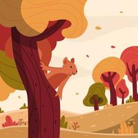 Squirrel on the Tree during Autumn vector