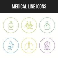 6 iconos vectoriales médicos únicos en un solo juego vector