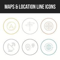 Beautiful maps and location line icon set vector