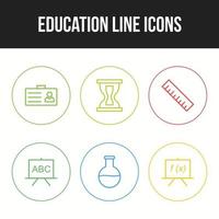 Beautiful Six Education and Schooling Line Icon set vector