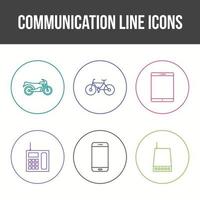 conjunto de iconos de vector de línea de comunicación única