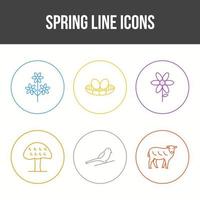 conjunto de iconos de vector de línea de primavera