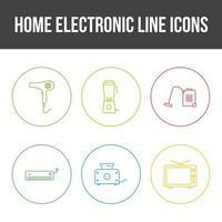 conjunto único de iconos de vector de electrónica para el hogar