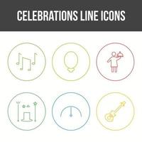 conjunto de iconos de vector de línea de celebración única