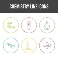 conjunto de iconos de vector de línea de química única