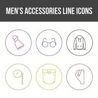 conjunto de iconos de vector de accesorios para hombres