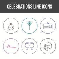 conjunto de iconos de vector de línea de celebración única