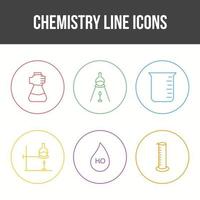 conjunto de iconos de vector de línea de química única