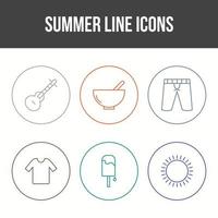 conjunto de iconos de vector de línea de verano único