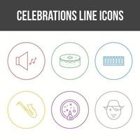 Unique Celebration Line Vector Icon Set