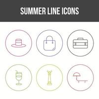 conjunto de iconos de vector de línea de verano único