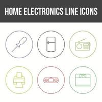 conjunto de iconos de línea de electrónica para el hogar único vector