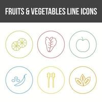 Fruits and Vegetable Vector Line Icon Set