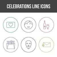 Unique Celebration Line Vector Icon Set