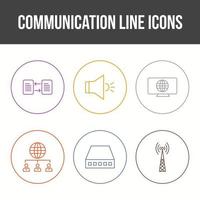 conjunto de iconos de vector de línea de comunicación única