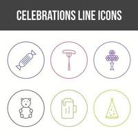 conjunto de iconos de vector de línea de celebración única