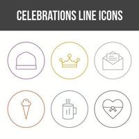 conjunto de iconos de vector de línea de celebración única