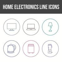 conjunto de iconos de línea de electrónica para el hogar único vector