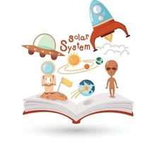 libro abierto e iconos de la ciencia. concepto de educación