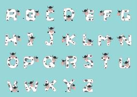 Alphabet A-Z Cow vector