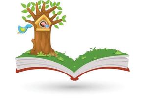 Open book in bird house vector