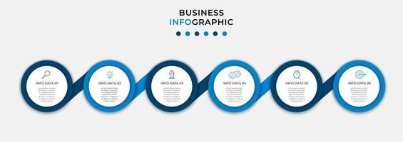 Plantilla de diseño infográfico con iconos y 6 opciones o pasos. vector