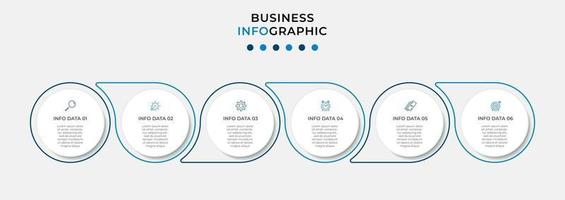 Infographic design template with icons and 6 options or steps vector