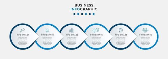 Plantilla de diseño infográfico con iconos y 6 opciones o pasos. vector