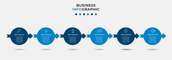 Infographic design template with icons and 6 options or steps vector