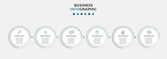 Plantilla de diseño infográfico con iconos y 6 opciones o pasos. vector