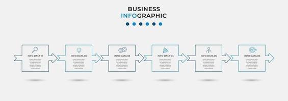 Plantilla de diseño infográfico con iconos y 6 opciones o pasos. vector