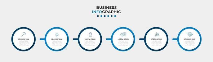 Infographic design template with icons and 6 options or steps vector