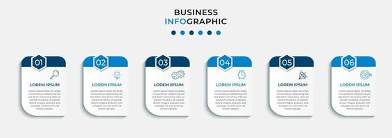 Plantilla de diseño infográfico con iconos y 6 opciones o pasos. vector