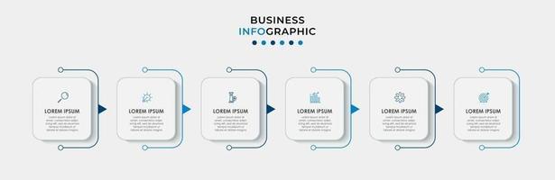 Plantilla de diseño infográfico con iconos y 6 opciones o pasos. vector