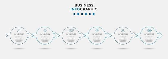 Infographic design template with icons and 6 options or steps vector