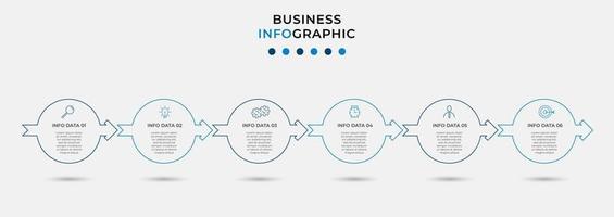 Plantilla de diseño infográfico con iconos y 6 opciones o pasos. vector