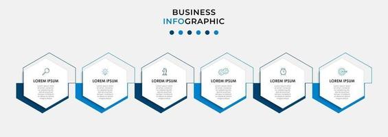 Infographic design template with icons and 6 options or steps vector