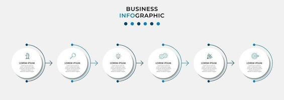 Plantilla de diseño infográfico con iconos y 6 opciones o pasos. vector