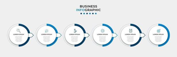 Plantilla de diseño infográfico con iconos y 6 opciones o pasos. vector