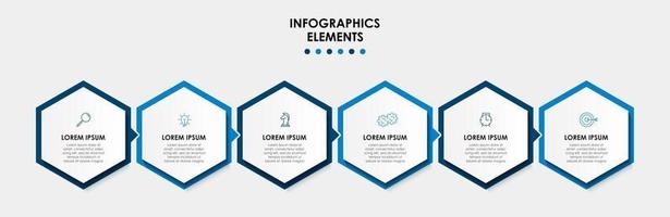 Plantilla de diseño infográfico con iconos y 6 opciones o pasos. vector