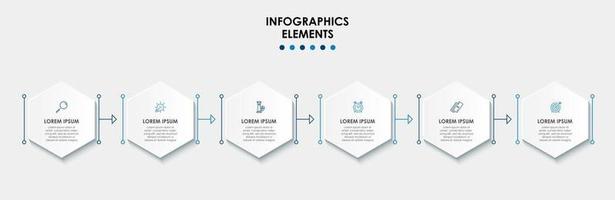 Plantilla de diseño infográfico con iconos y 6 opciones o pasos. vector