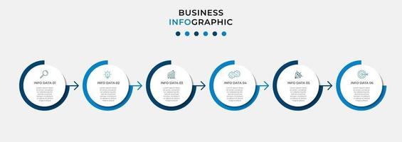 Plantilla de diseño infográfico con iconos y 6 opciones o pasos. vector